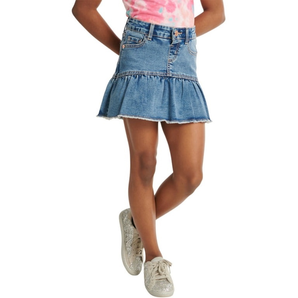 Justice Girls Denim Flounce Skirt. Size 6